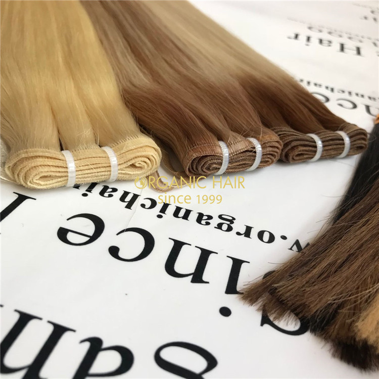 Best human flat weft hair extensions highlight color & ombre color X122